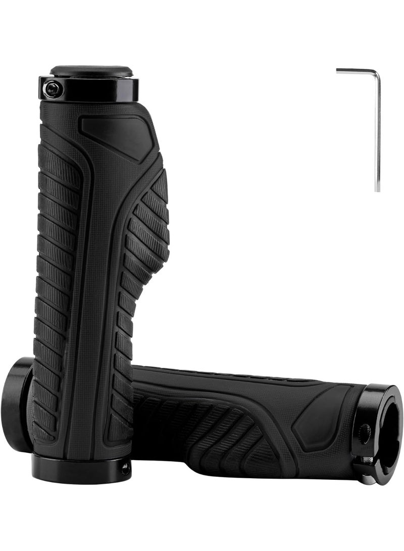 FDTY Mountain Bike Grips Handlebar Grip Bicycle Handlebar Grips Bike Handle Grips Double Aluminum Clamp Lock On Grips for MTB BMX Mountain Bike Handle Bar Ends Black - Image 1