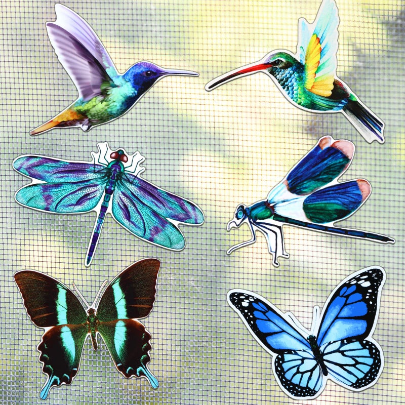 Konohan 12 Pcs Screen Door Magnets Butterfly Hummingbird Dragonfly Double Sided Flexible Decorative Retractable Protector Screen Magnetic Stickers Decals for Sliding Patio Door GiftsFresh Style