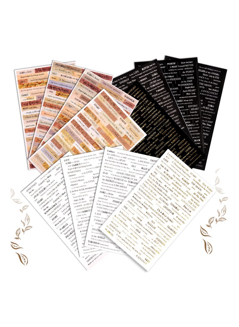 SOLARAE 12 Sheet Quote Stickers for Journaling Scrapbooking Supplies, Word Scrapbook Stickers for Junk Journal Supplies, Aesthetic Scrapbook Paper for Bullet Journals Supplies DIY Crafts - Image 1