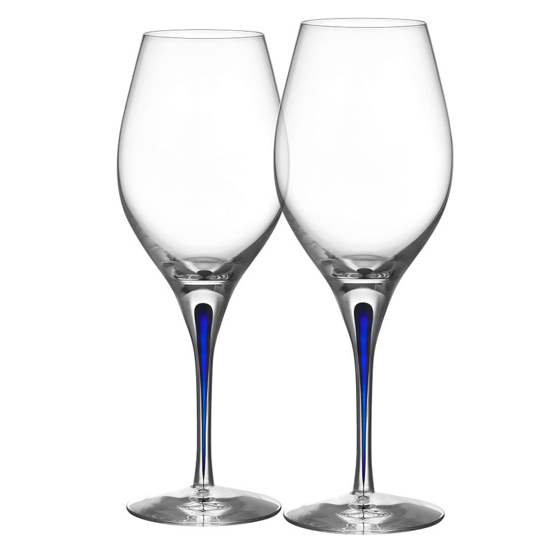 Orrefors Intermezzo 14 Fl Oz Stemmed Wine Glass  Blue Drop  Kitchen  Dining Crystal Glassware Versatile Serving for Merlot Pinot Noir Mimosa Dishwasher Safe
