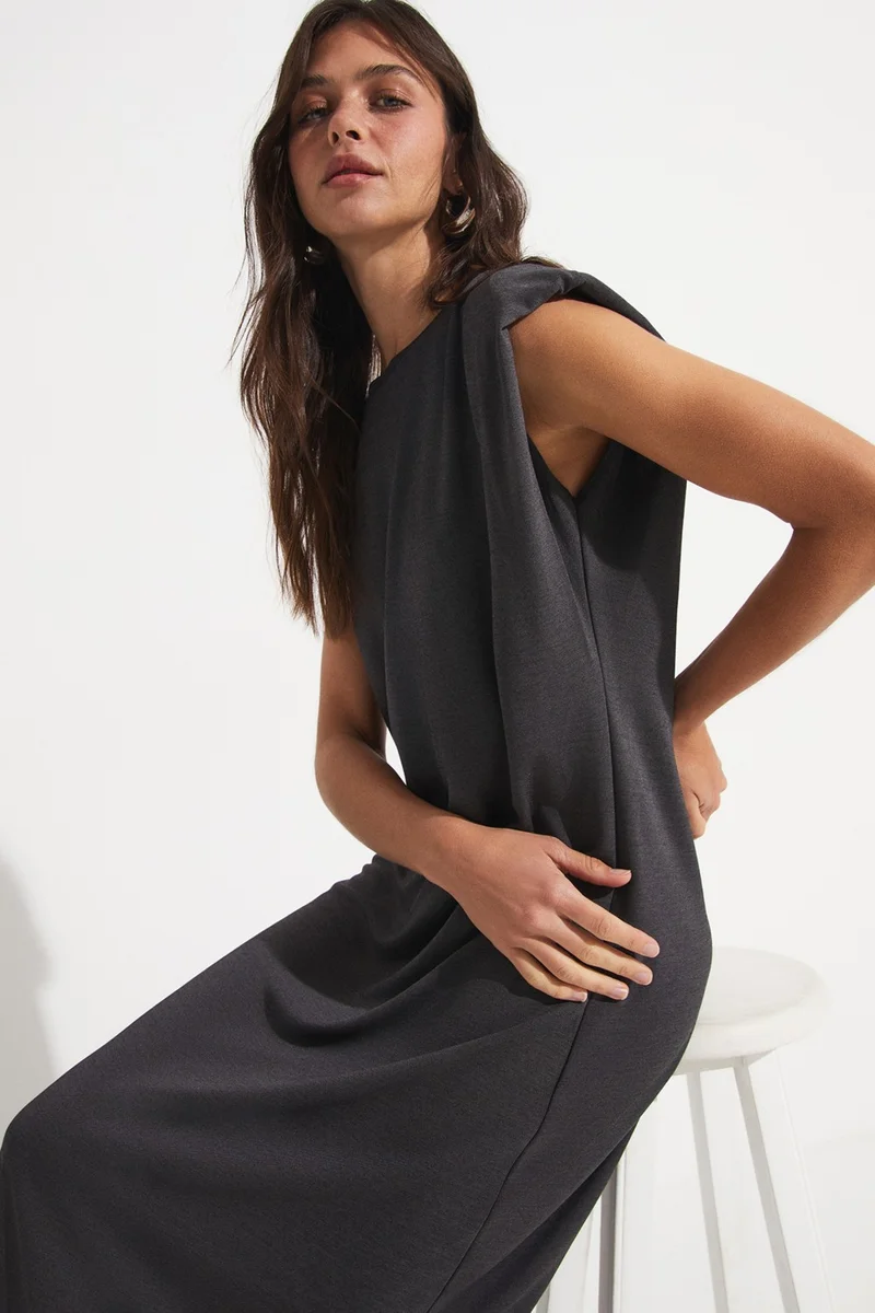 JUNE Midi Modal Dress with Padded Detail