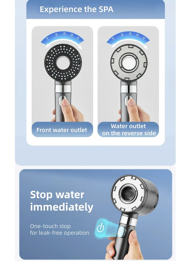 10 أوضاع رش رأس دش عالي الضغط مع يدوي وخرطوم، تدفق مياه مزدوج الجانب، سهل التركيب، تدليك على طراز السبا وتنظيف عميق - Image 2