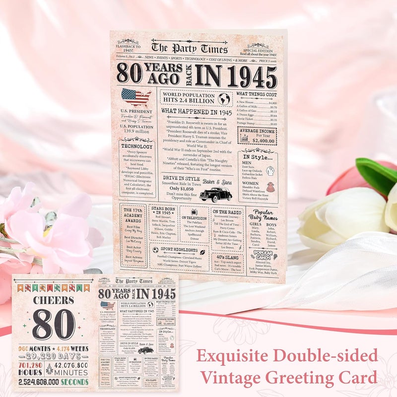 Saineron 80th Birthday Gifts for Women 80 Year Old Birthday Gifts for Women Unique Gift for 80 Year Old Woman 1945 Gift Box Ideas Happy 80th Bday Decoration Present Set with Tumbler Socks Candle Bracelet - Image 3
