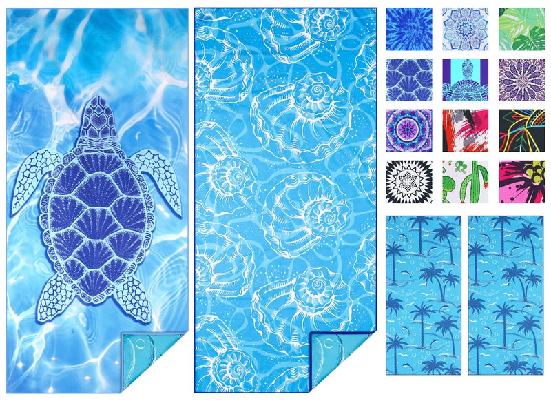 TwoYek 2 Pack Microfiber Thin Beach Towel Lightweight 71x32 Oversized Extra Large Sand Free Towels Quick Dry for Travel Pool Yoga Gym Sports Beach Accessories Vacation Essential Gift - Image 1
