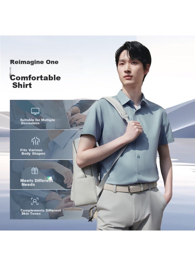 Hodo Men's Modal Smooth Solid Color Short Sleeve Shirt For Father's Day Gift To Dad - Image 1