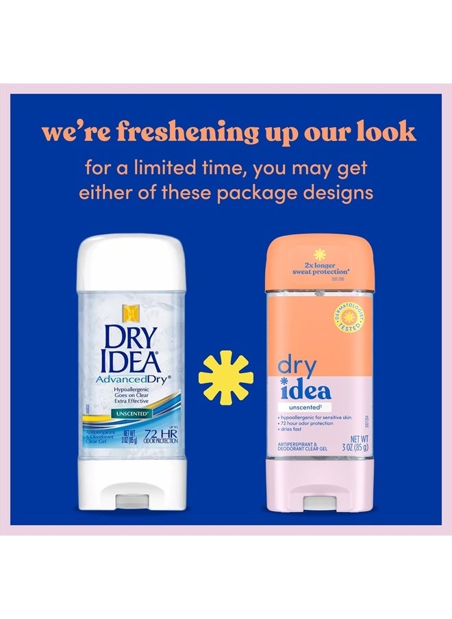 Dry Idea Gel Deodorant & Antiperspirant | 2X Longer Sweat Protection | 72-Hour Odor Protection | Unscented & Hypoallergenic for Sensitive Skin, 3 oz.  - Image 2