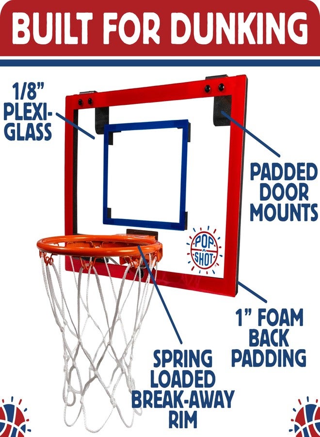 Pop-A-Shot Super Slam Over The Door Mini Basketball Hoop for Adults | 2 Included Basketballs and Pump | Built for Dunks | Breakaway Rim | Shatter Resistant Backboard | 17x12.5 Inches - Image 4
