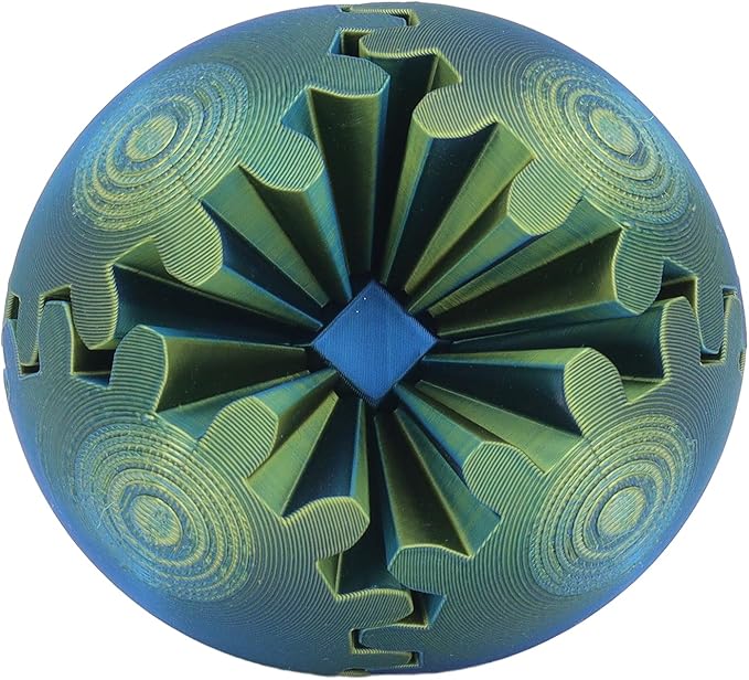 3D Printed Gear Ball Stress Relief Toy Smooth Rotation Desk Gadget Blue Green - Image 1