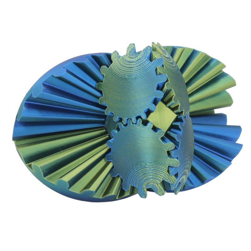 3D Printed Gear Ball Stress Relief Toy Smooth Rotation Desk Gadget Blue Green - Image 5