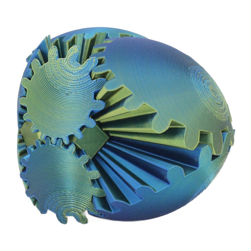 3D Printed Gear Ball Stress Relief Toy Smooth Rotation Desk Gadget Blue Green - Image 3
