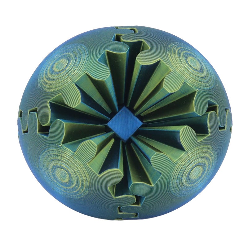 3D Printed Gear Ball Stress Relief Toy Smooth Rotation Desk Gadget Blue Green - Image 2