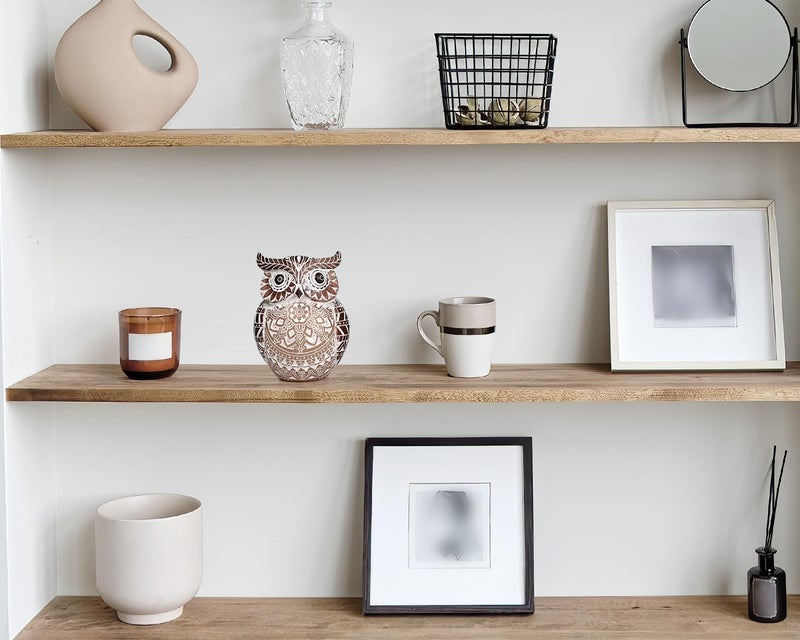 Pigort Adorable Owl Figurine for Shelf or Tray - Cute Chubby Owl Figurine Boho Decor for Shelf Desktop Cabinet Fireplace Mantel Bathroom Decor Accents - Image 4
