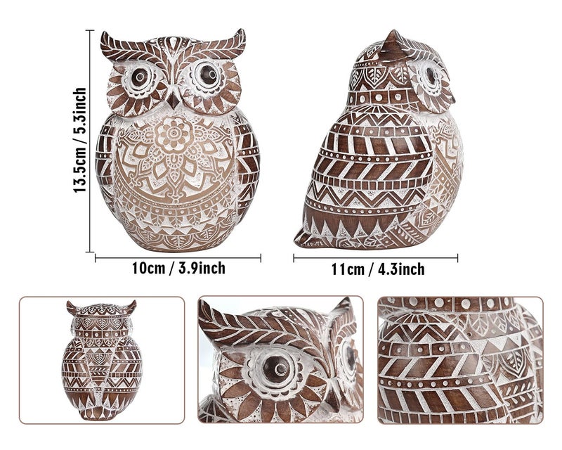 Pigort Adorable Owl Figurine for Shelf or Tray - Cute Chubby Owl Figurine Boho Decor for Shelf Desktop Cabinet Fireplace Mantel Bathroom Decor Accents - Image 2