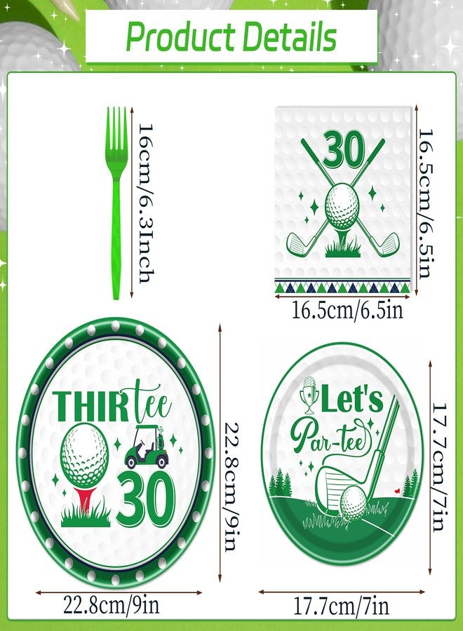 Rakuto Golf 30th Birthday Tableware Decorations for Him, Golf Theme Thirtee Birthday Party Plates Napkins and Forks, Disposable Paper Plates Supplies Decor Serves 24 - Image 2