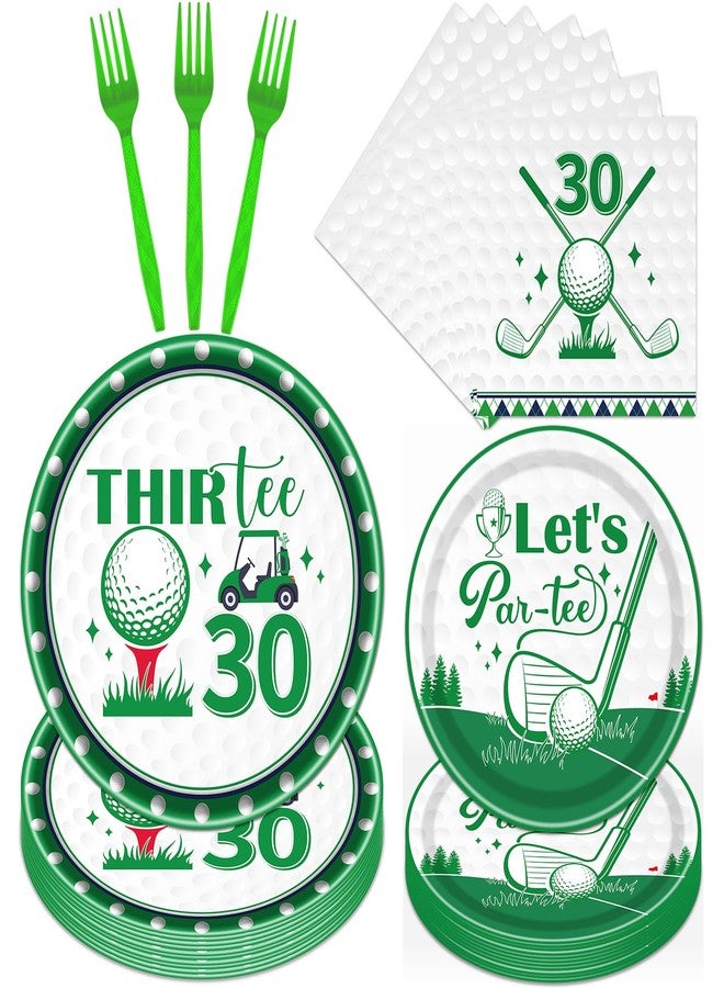 Rakuto Golf 30th Birthday Tableware Decorations for Him, Golf Theme Thirtee Birthday Party Plates Napkins and Forks, Disposable Paper Plates Supplies Decor Serves 24 - Image 1
