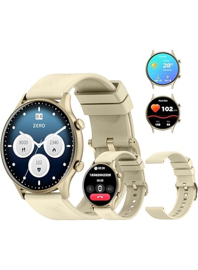 PEJE ZW04 Smart Watch,1.39" HD Display,Muslim Prayer Alerts, SpO2/Heart Rate/Sleep Monitor,120+ Sports Modes, IP68 Waterproof,Bluetooth Calling + Extra Strap - Compatible with iOS & Android (Gold) - Image 1