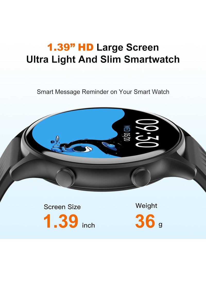 PEJE ZW04 Smart Watch,1.39" HD Display,Muslim Prayer Alerts, SpO2/Heart Rate/Sleep Monitor,120+ Sports Modes, IP68 Waterproof,Bluetooth Calling + Extra Strap - Compatible with iOS & Android (Gold) - Image 2