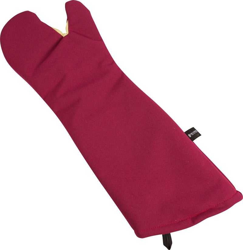 San Jamar KT0224 Cool Touch Flame Conventional High Heat Intermittent Flame Protection up to 900°F Oven Mitt, 24" Length, Red - Image 4
