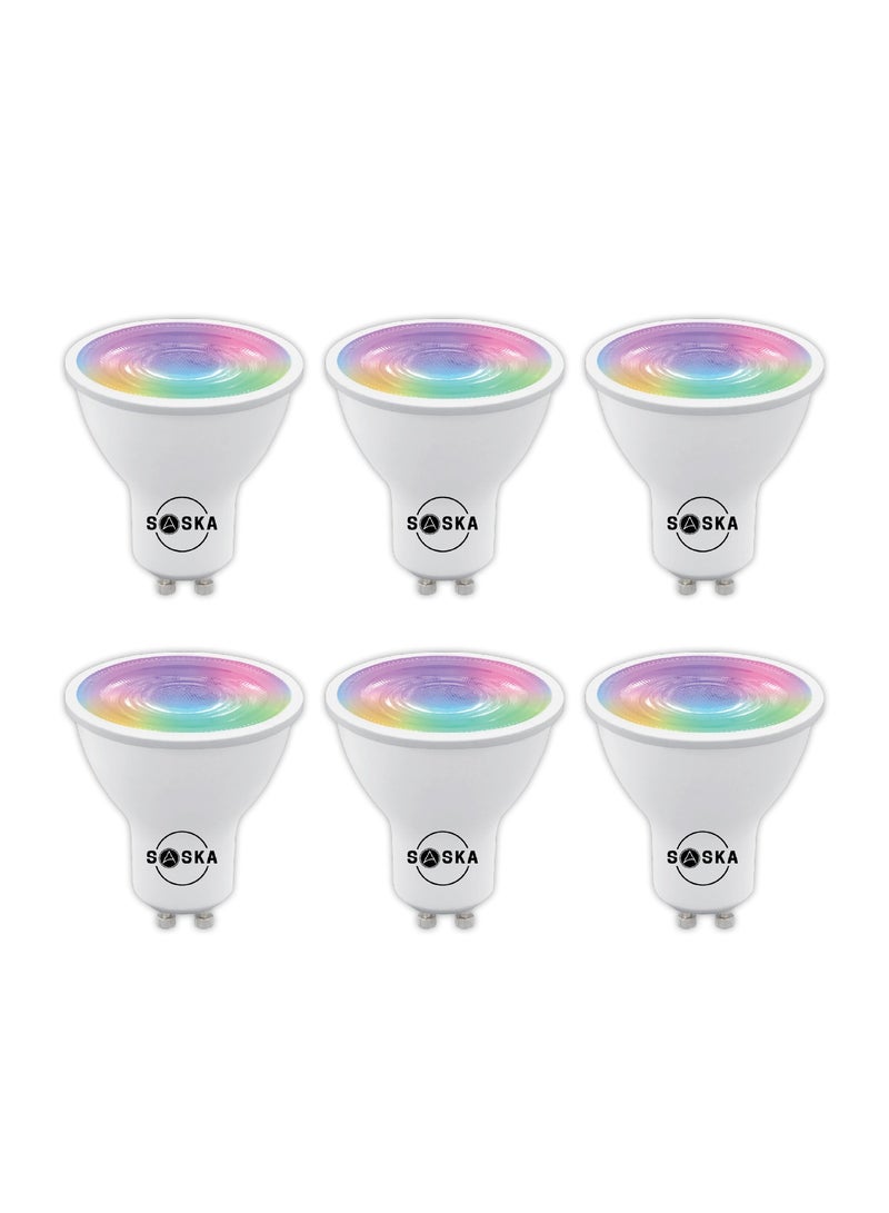 Saska Smart WiFi GU10 Spotlight IYA Dimmable Brightness Multi Color (Pack of 6) - Image 1