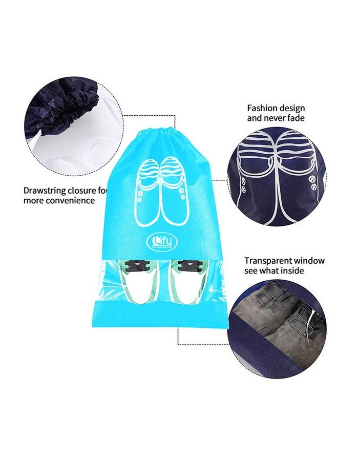 Lify Lify Fabric Shoe Bags (Set of 6) (Transparent & Blue) - Image 3