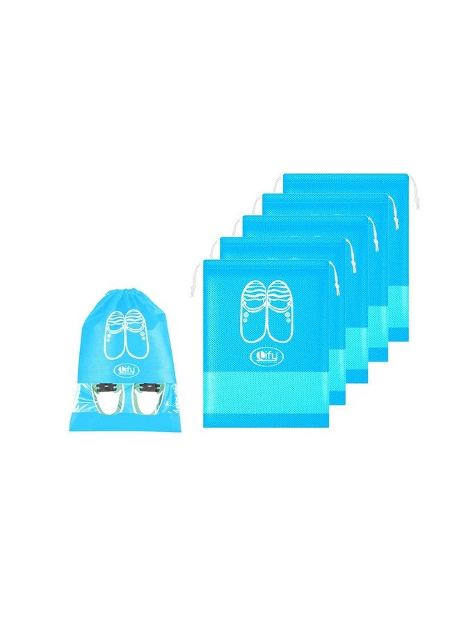 Lify Lify Fabric Shoe Bags (Set of 6) (Transparent & Blue) - Image 1