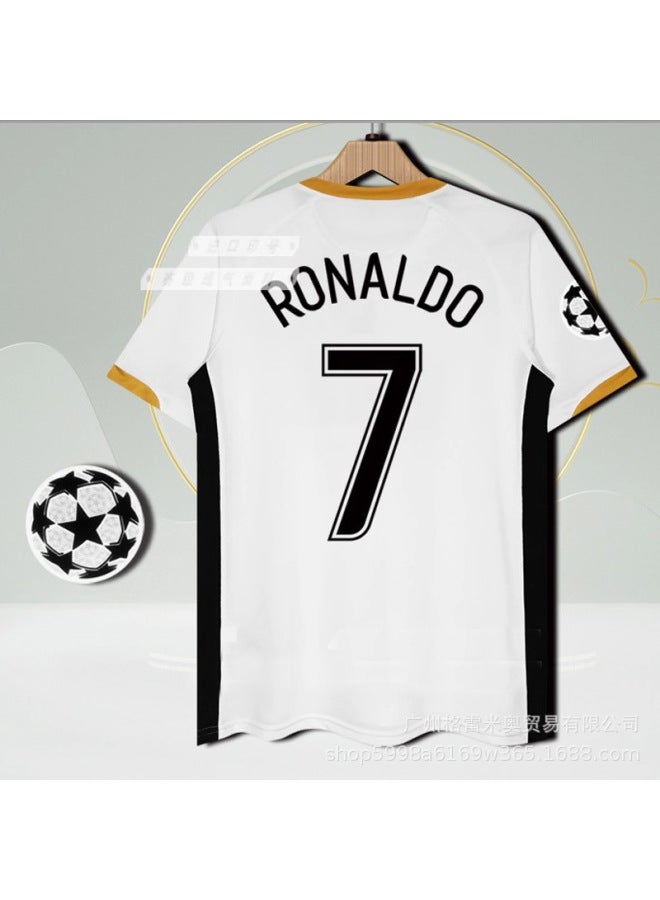 06-07 Red Devils Away Star No. 7 Plus Champions League Ball Short Sleeve Football Jersey - Image 1