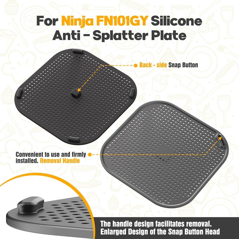 Amoner 2 PCS Silicon Splatter Shield for Ninja Crispi Air Fryer Heat-Resistant Splash Guard,for Ninja Crispi Accessories,Crisp Containers,Crispy Replacement Parts Protects Kitchen from Oil Black&Grey - Image 4