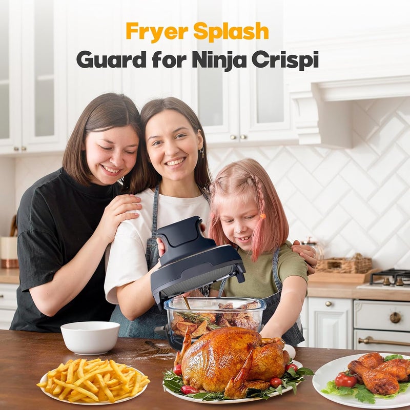 Amoner 2 PCS Silicon Splatter Shield for Ninja Crispi Air Fryer Heat-Resistant Splash Guard,for Ninja Crispi Accessories,Crisp Containers,Crispy Replacement Parts Protects Kitchen from Oil Black&Grey - Image 3