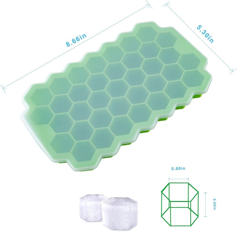 BESTOTTAM BESTOTTAM Ice Cube TrayMould Pack of 3 Premium 37Cavity Ice Cube Maker FoodGrade Silicone Ice Box Tray Removable Lid Stackable Design Easy Release Versatile Freezer Tray - Image 3