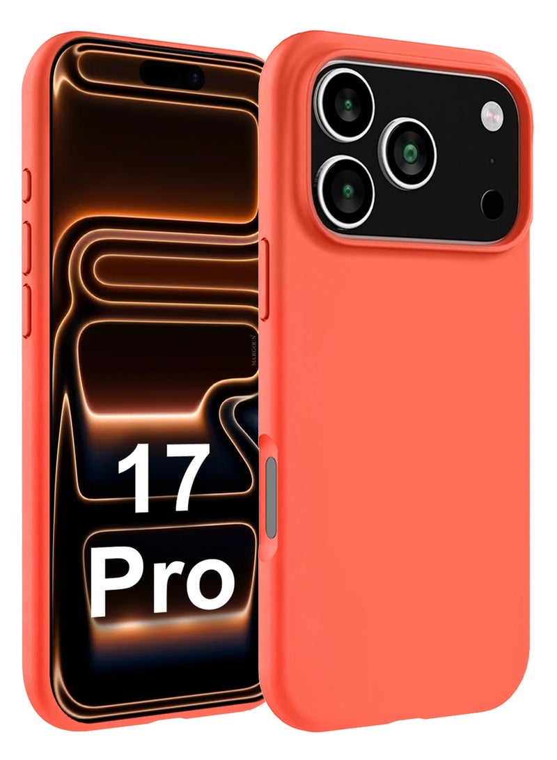 Silicone Protective Phone Case for iPhone 17 Pro - Soft Anti-Scratch Microfiber Lining Ultra Slim Drop Protection Phone Cover - Peach - Image 1