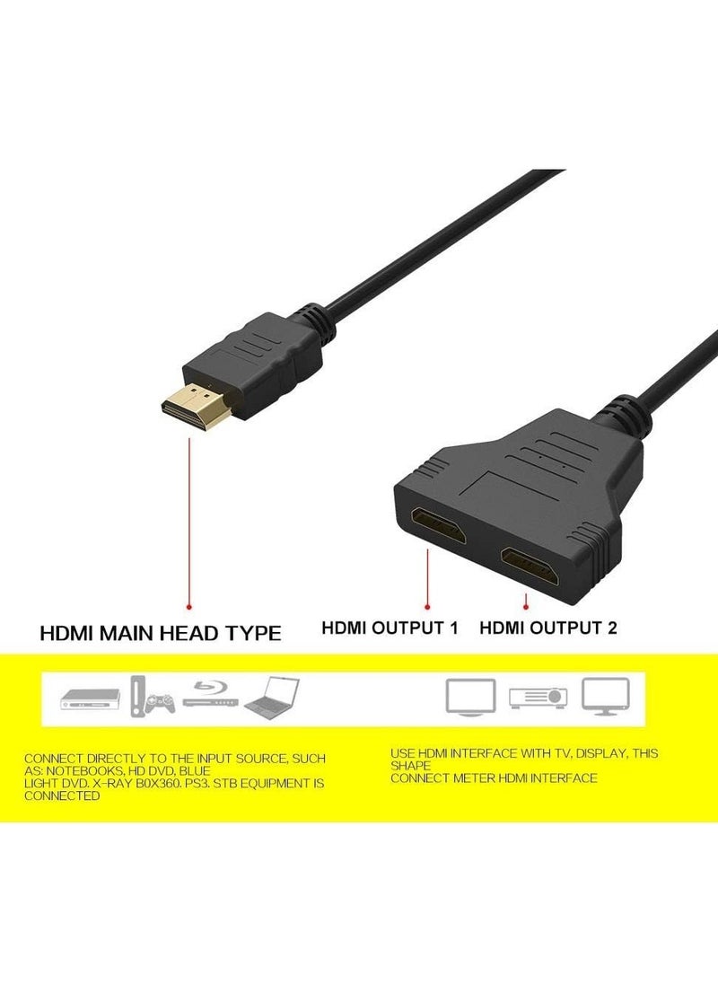 One to Two Out HDMI Splitter 1x2 Video HD 1080P Screen Splitter HDMI1x2 Distribution Line, Multicolor