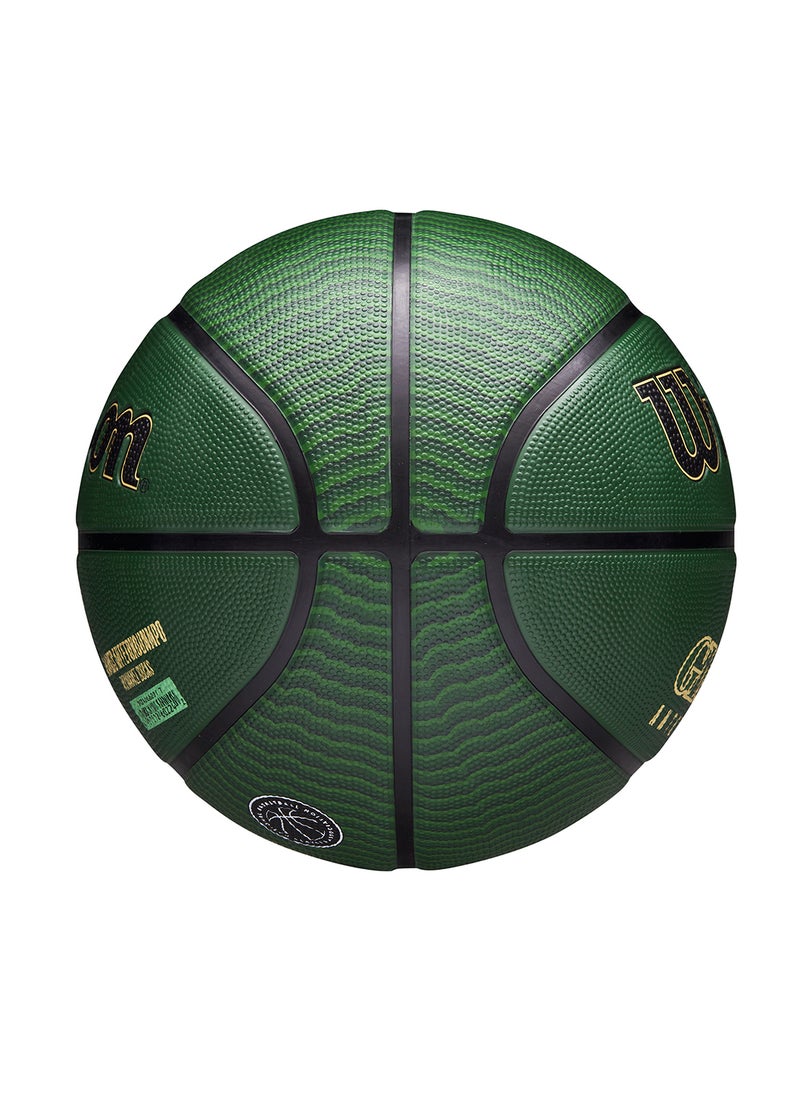 Wilson NBA Player Icon Outdoor Basketball - Giannis - Size 7 for +12 years old and Adults - Green/Gold  - Image 4