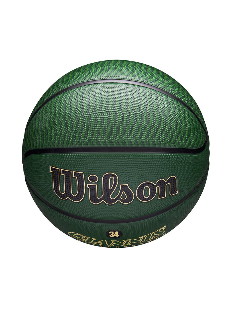 Wilson NBA Player Icon Outdoor Basketball - Giannis - Size 7 for +12 years old and Adults - Green/Gold  - Image 5