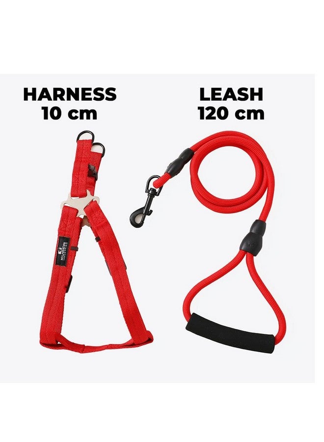 هارتس حزام طوق الكلب مع حزام قابل للتعديل | نسيج ديمين ممتاز | خطافات معدنية | Pdmgl-013-08 | قبضة مريحة | حزام مزدوج الخياطة مع حشوة ناعمة | أحمر - Image 3