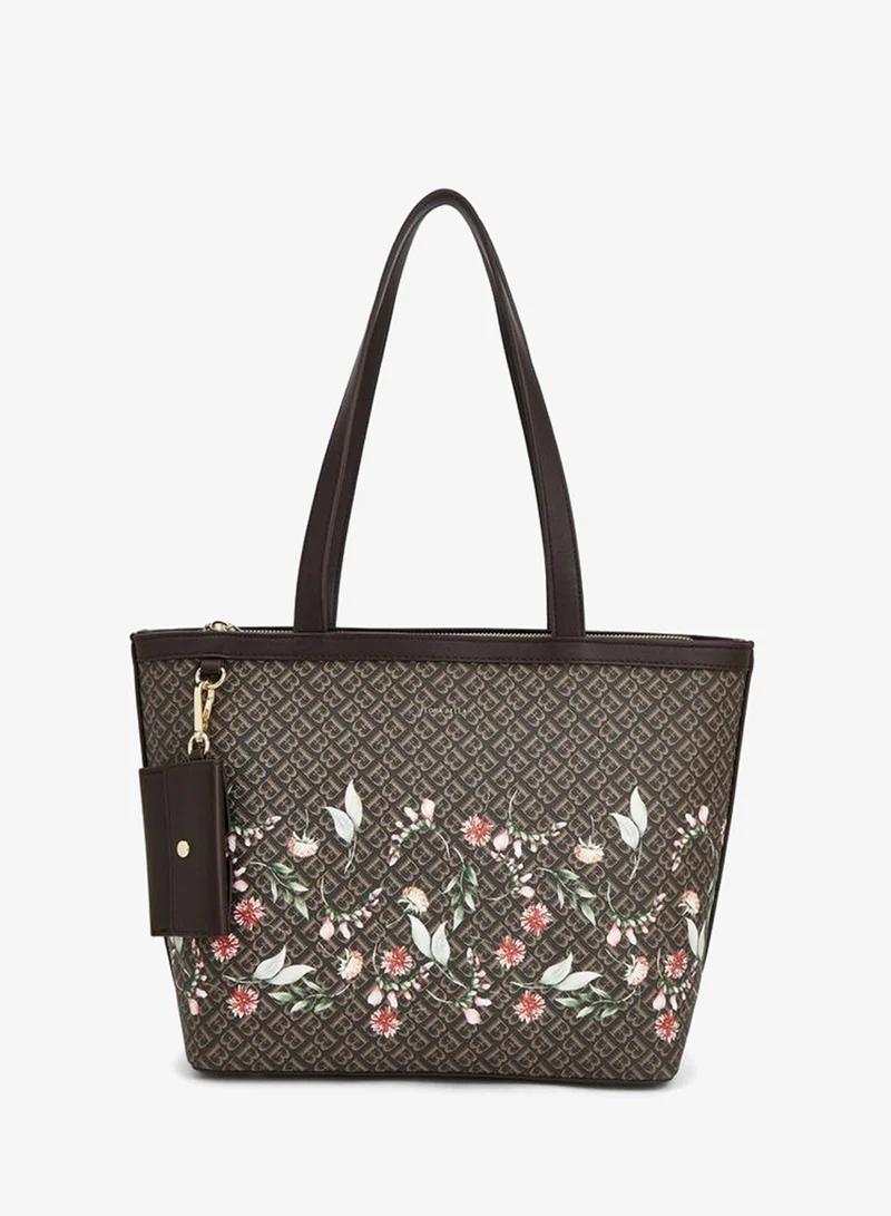 Monogram Print Tote Bag With Double Handle