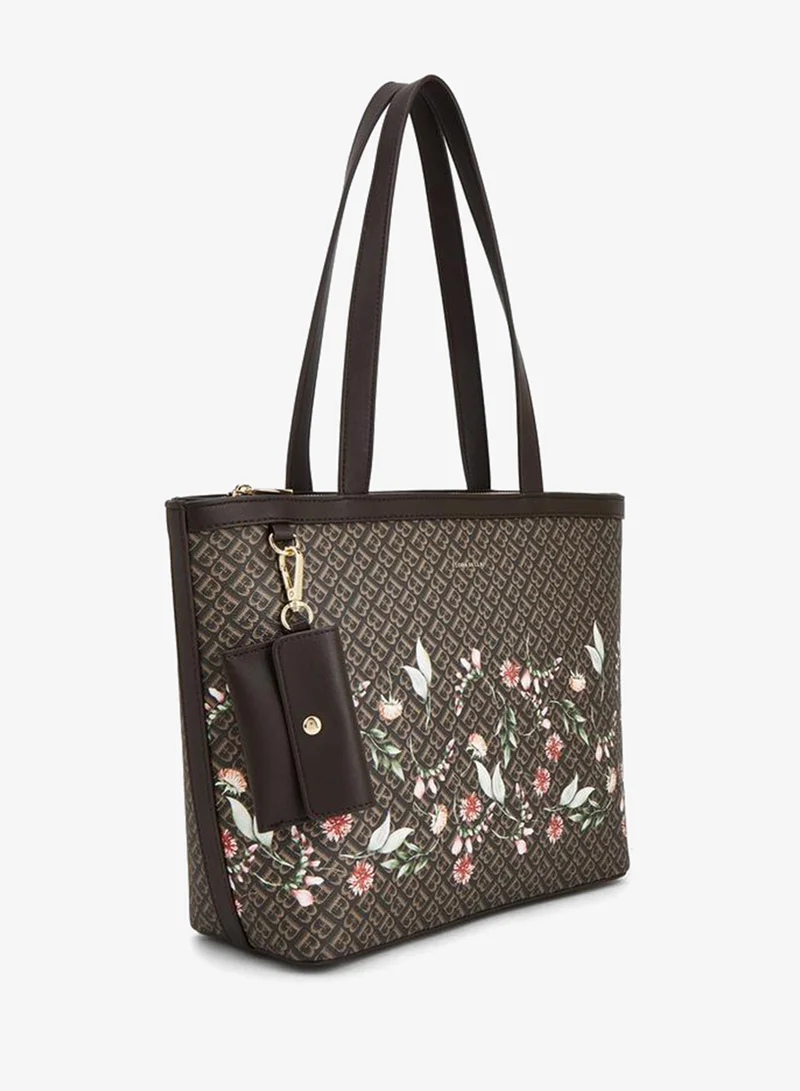 Flora Bella By Shoexpress Monogram Print Tote Bag With Double Handle