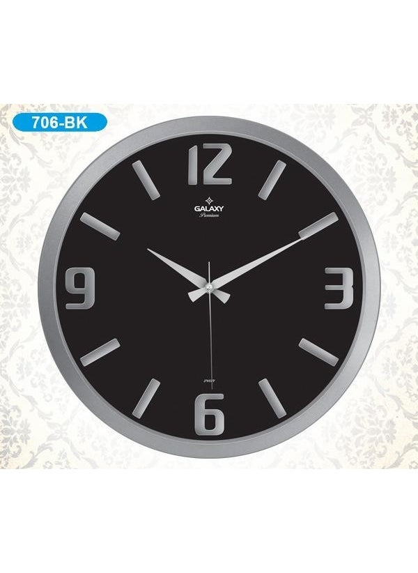 Galaxy Wall Clock Silver Black 