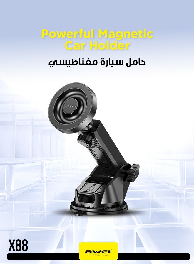 أوي حامل السيارة المغناطيسي X88 - حامل هاتف مغناطيسي قابل للتعديل للوحة القيادة، ثابت وسهل الاستخدام، يناسب معظم المركبات، متوافق مع iPhone و Android - Image 1