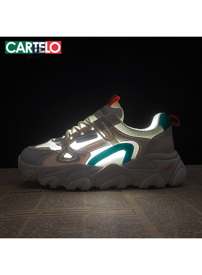 Cartelo Women's Casual Shoes Summer Breathable Dad Shoes Women's Sports Shoes Casual Running Shoes Female 0858 White Orange 38 - Image 3