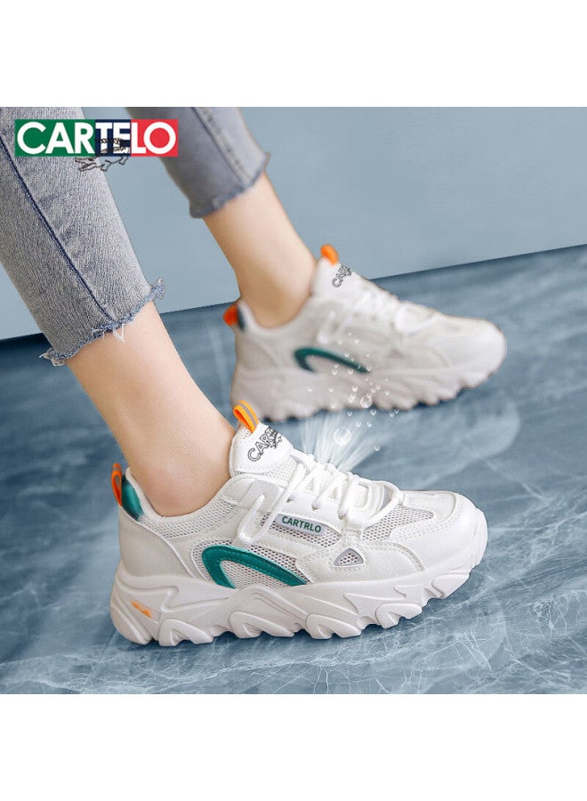 Cartelo Women's Casual Shoes Summer Breathable Dad Shoes Women's Sports Shoes Casual Running Shoes Female 0858 White Orange 38 - Image 1