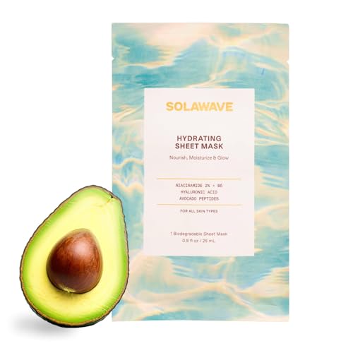 Solawave Hydrating Sheet Mask Anti Aging Face Mask with Niacinamide Hydrating Face Mask with Hyaluronic Acid Moisturizing Face Masks 1 Pack