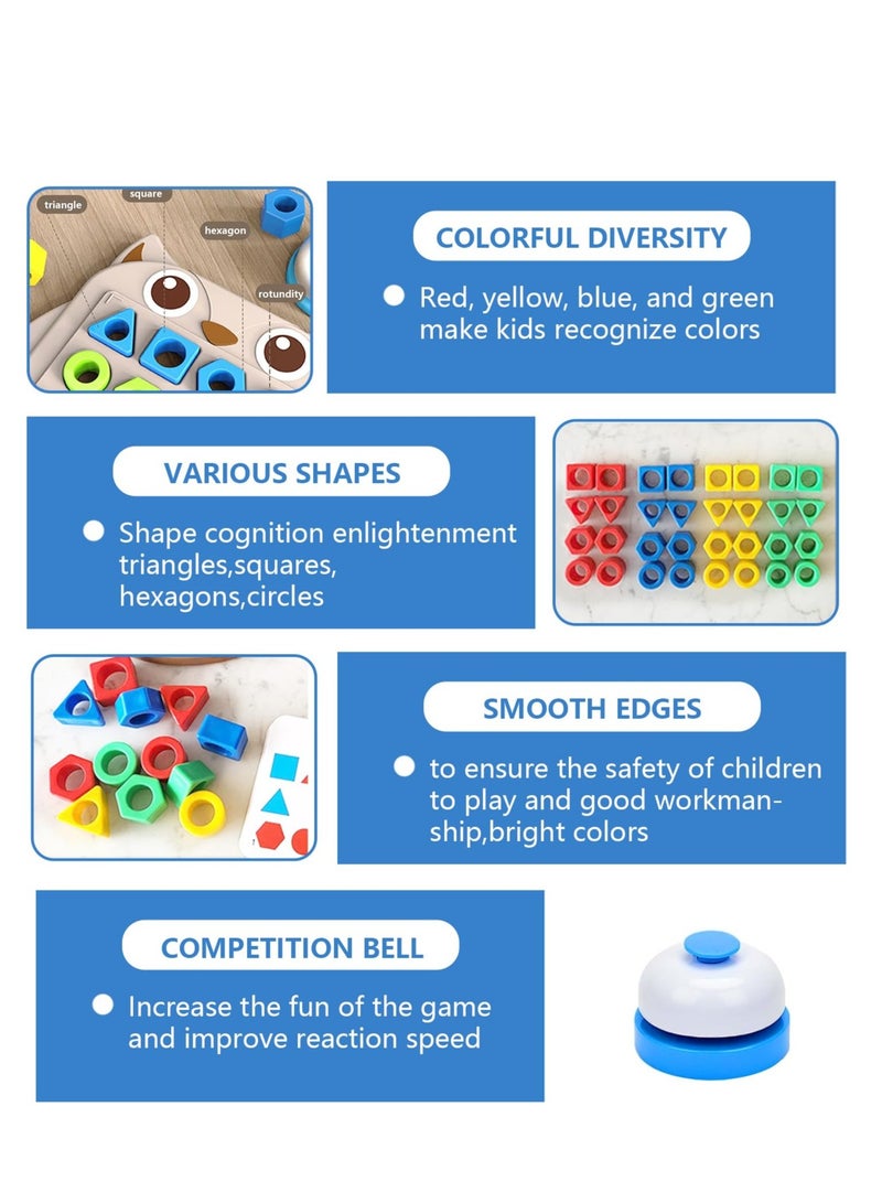 Zikra Shape Matching Game Color Sensory training，geometric shapes puzzle board with a bell,Color Quick Matching Board,Montessori Learning Matching Games for Boys Girls, 2 players - Image 4
