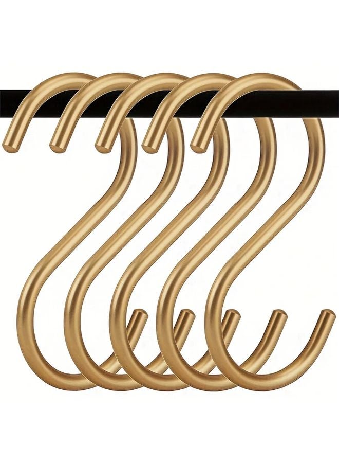 5pcs Golden S Shaped Aluminum Alloy Hooks Heavy Duty For Bathroom Kitchen - Image 3