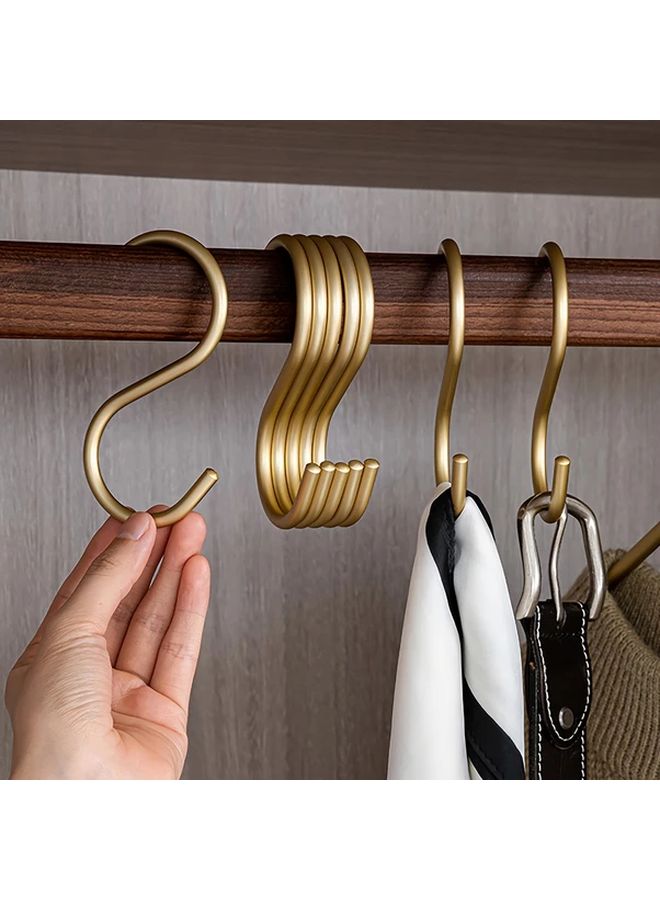 5pcs Golden S Shaped Aluminum Alloy Hooks Heavy Duty For Bathroom Kitchen - Image 2