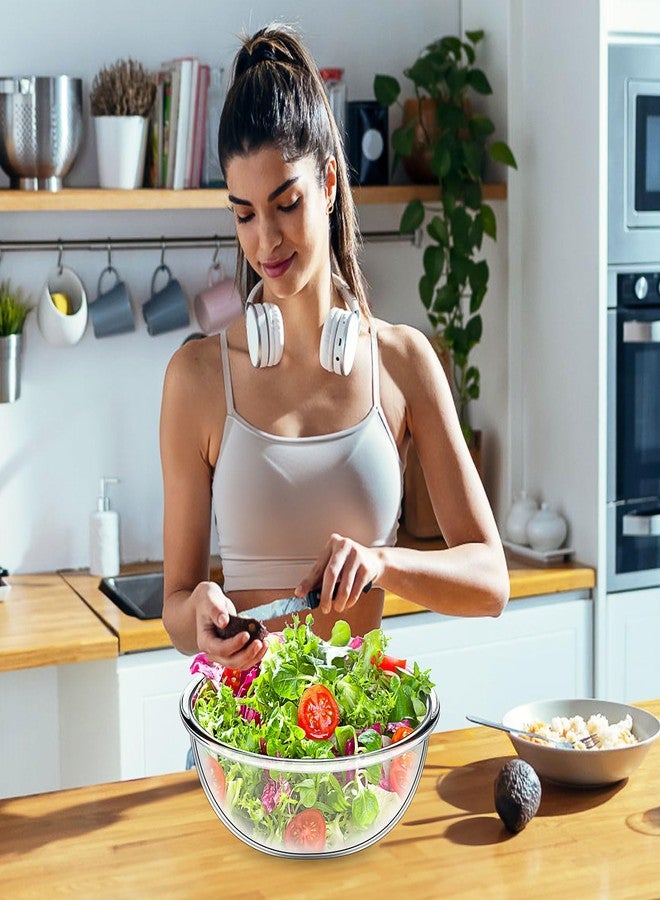 كيس سيلد أوعية خلط زجاجية كبيرة جدًا من كيس سيلد، سعة 6.5 كوارت، أوعية شفافة لتحضير السلطة، أوعية زجاجية للخلط والطبخ، مناسبة للسلطة والمعكرونة والخبز والتحضير وتخزين الطعام، آمنة للاستخدام في الميكروويف - Image 5