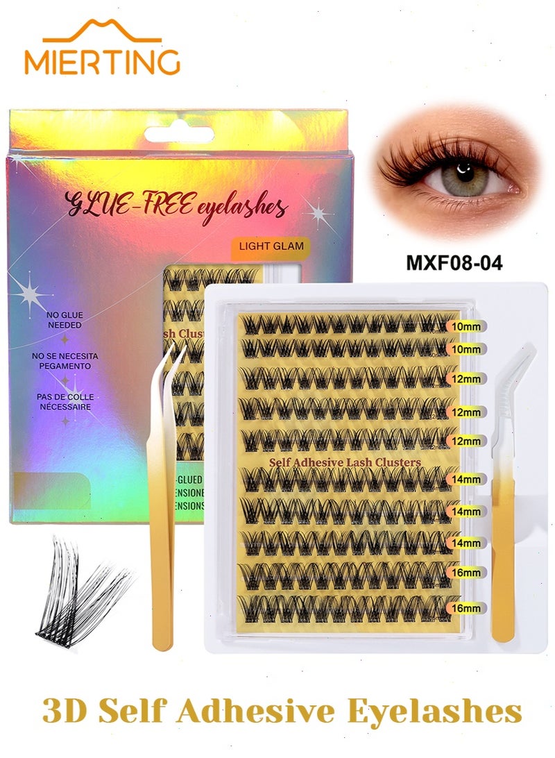 mierting Flase Eyelashes Self Adhesive Fishtail Lashes 120pcs Glue-Free, Large Pack 10-12-14-16mm False Eyelashes, Easy to Apply No Glue - Image 1