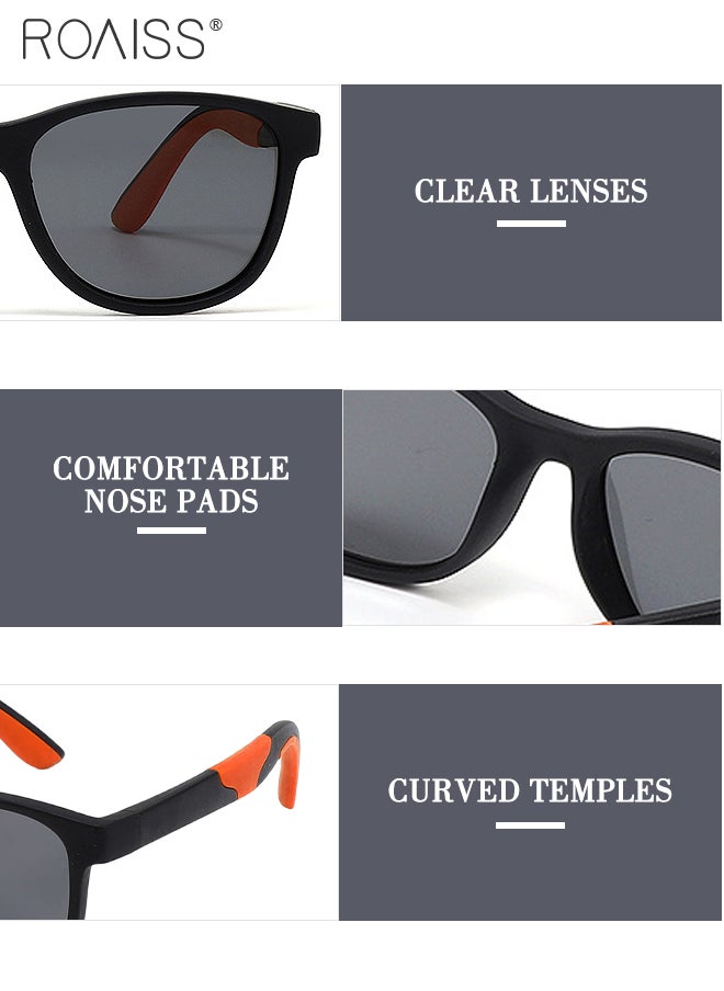 roaiss Round Polarized Sunglasses for Kids, UV400 Protection Cute Beach Holiday Sun Glasses with Lightweight Flexible TPEE Frame for Boys Girls and Children Age 3-12, Black Orange  - Image 4