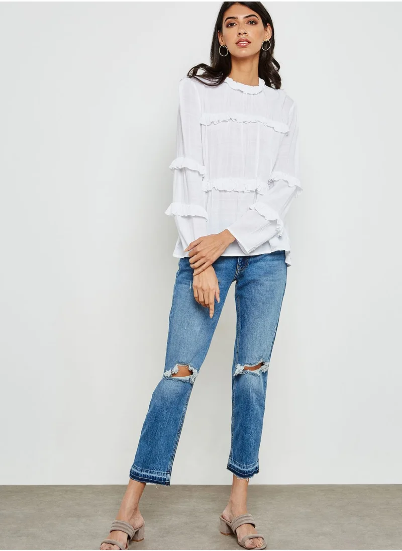 YAS High Neck Ruffle Top