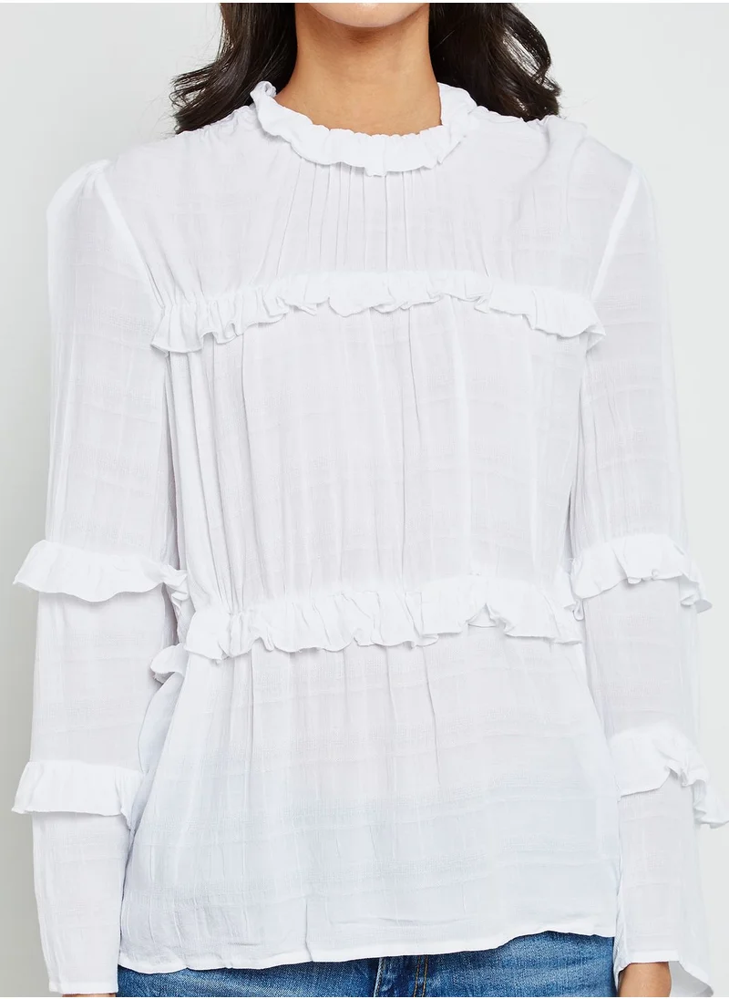 YAS High Neck Ruffle Top