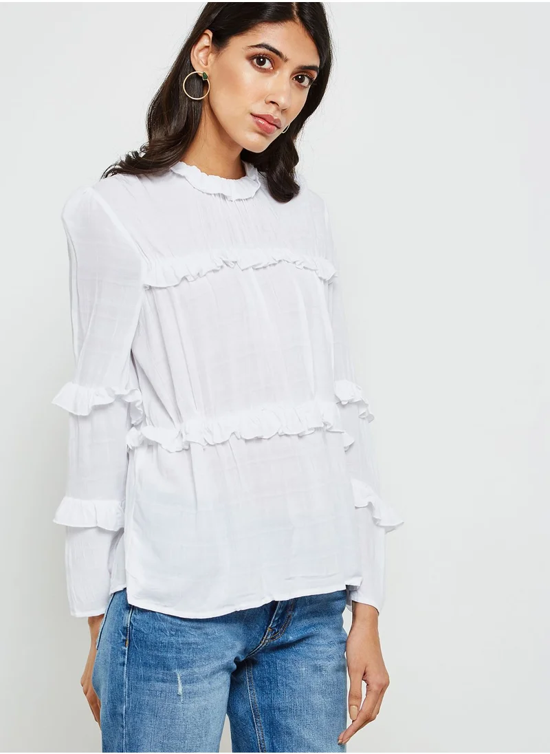 YAS High Neck Ruffle Top